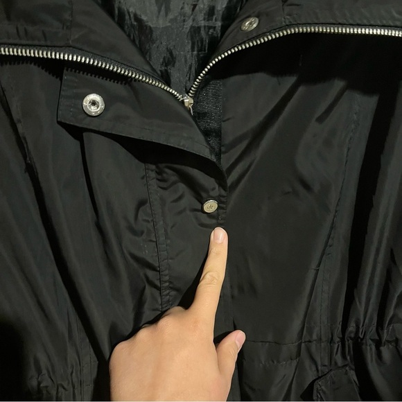Lauren Ralph Lauren Jacket Women Size L Black Rain Coat Hood Zip Adjustable - Picture 2 of 11